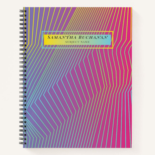 Personalised Pink Ombre Pattern Graph Paper Notebook (Front)
