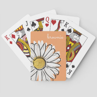 Personalised Pink & Orange Daisy Floral Poker Card
