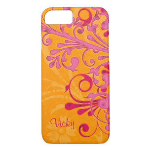 Personalised Pink Orange Floral iPhone 8/7 Case