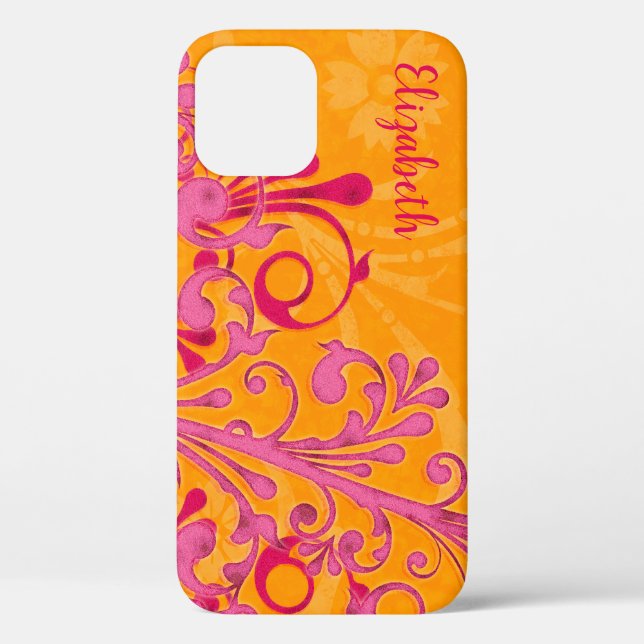 Personalised Pink Orange Floral iPhone 6 case Vibe (Back)