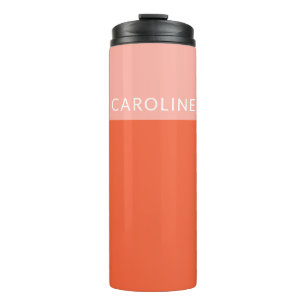 Personalised Pink Orange Geometric Colour Block  Thermal Tumbler