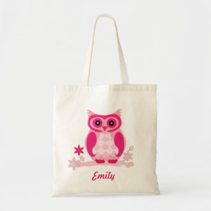 Personalised Pink Owl kids Tote Bag