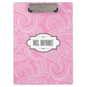 Personalised Pink Paisley Clipboard