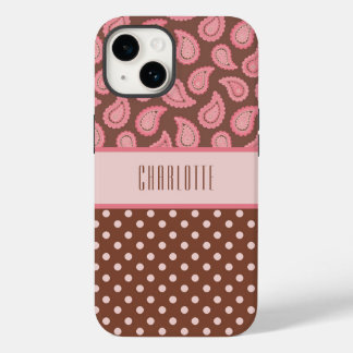 Personalised Pink Paisley & Polka Dots Phone Case