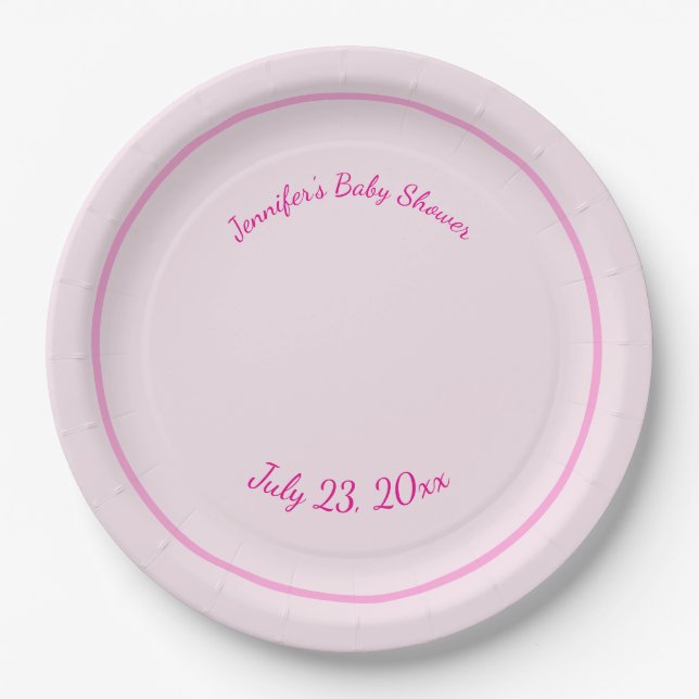 Personalised Pink Paper Plate (Front)