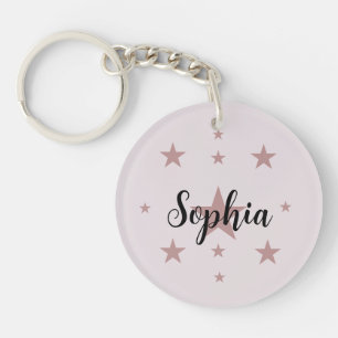 Personalised Pink Pastel Star Acrylic Keychain
