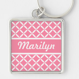 Personalised Pink Pattern Keychain