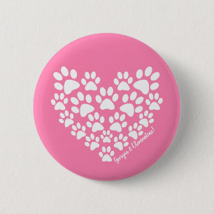 Personalised Pink Paw Print 6 Cm Round Badge