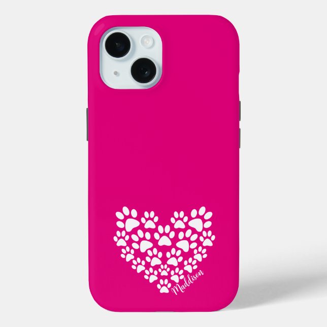 Personalised Pink Paw Print Case-Mate iPhone Case (Back)