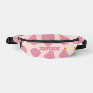 Personalised Pink Pear Pattern Cute Girly Fruit Bum Bags