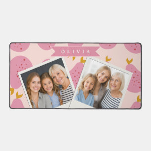 Personalised Pink Pear Pattern Cute Girly Fruit Desk Mat