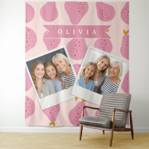 Personalised Pink Pear Pattern Cute Girly Fruit Tapestry