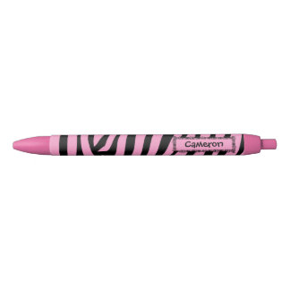 Personalised Pink Pen Pink and Black Zebra Stripes