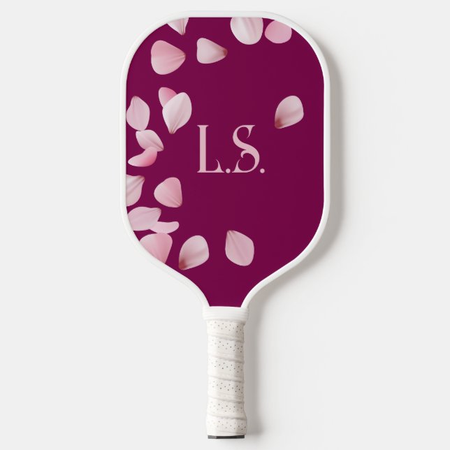 Personalised Pink Petals Monogram Pickleball Paddle (Front)