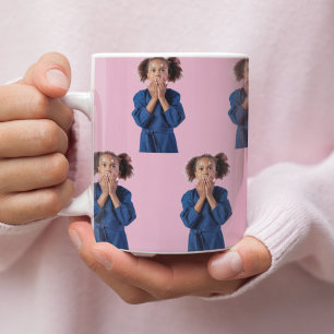 Personalised Pink Photo Collage Kids Birthday Large Coffee Mug