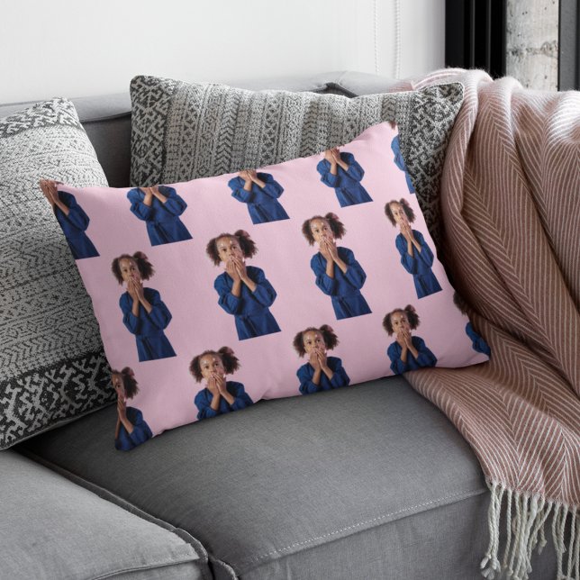 Personalised Pink Photo Collage Kids Birthday  Lumbar Cushion (Creator Uploaded)