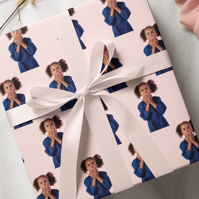 Personalised Pink Photo Collage Kids Birthday Wrapping Paper (Creator Uploaded)