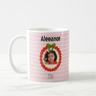 Personalised Pink Photo Stripe Coffee Mug Gift