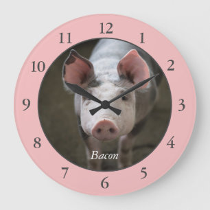 Personalised Pink Pig Large Clock