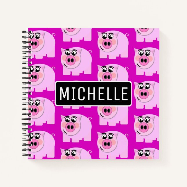 Personalised Pink Piggy Notebook (Front)