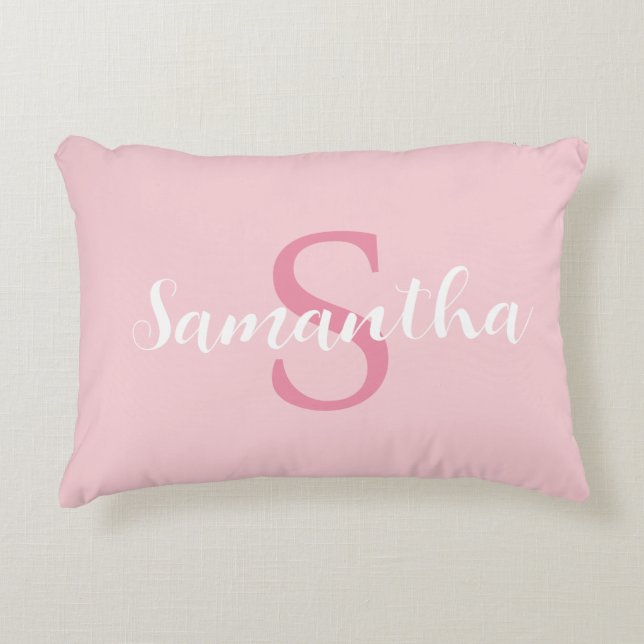 Personalised pink pillow with name initial (Front)