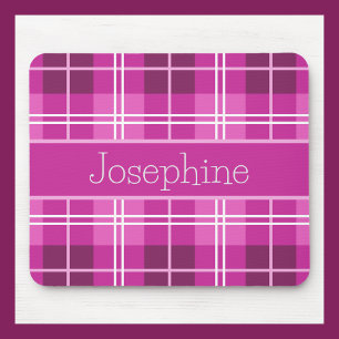 Personalised Pink Plaid Mouse Pad with Custom Name