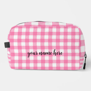 Personalised Pink Plaid Toiletry Bag