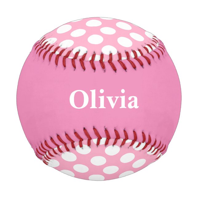 Personalised Pink Polka Dot Baseball (Front)