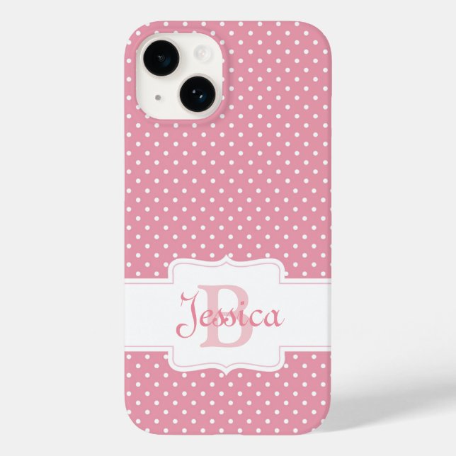 Personalised Pink Polka Dot Case-Mate iPhone Case (Back)