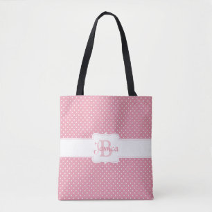 Personalised Pink Polka Dot Pattern Tote Bag