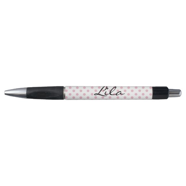 Personalised Pink Polka Dot Pen (Front)