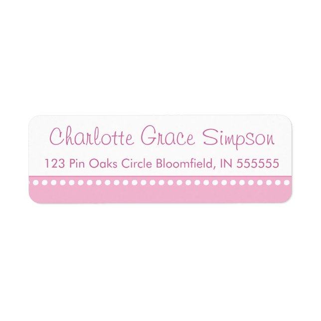 Personalised Pink Polka Dot Return Address Label (Front)