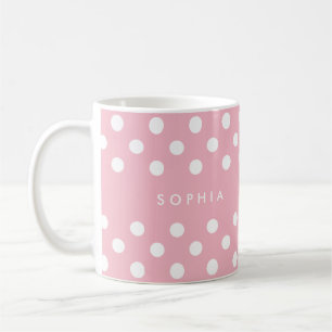 Personalised Pink Polka Dots Coffee Mug