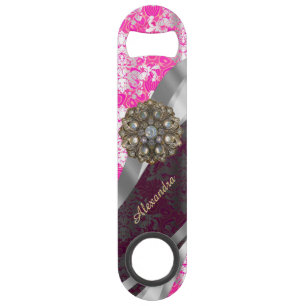 Personalised pink pretty girly damask pattern