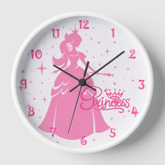 Personalised Pink Princess Wall Clock