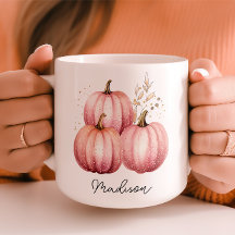 Personalised Pink Pumpkin Mug