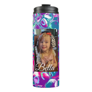 Personalised Pink, Purple, Blue Artsy Colourful Thermal Tumbler
