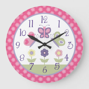 Personalised Pink & Purple Butterfly Nursery Clock