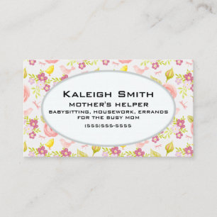Personalised Pink Purple Floral  Mother's Helper Calling Card