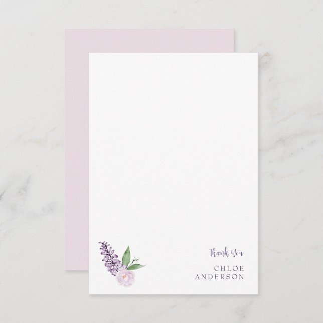 Personalised Pink & Purple Floral Thank You Card (Front/Back)
