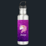 Personalised Pink Purple Glitter Unicorn Face 710 Ml Water Bottle<br><div class="desc">A cute pink and purple faux glitter unicorn face decorates this water bottle. So fun for a girl. Makes a great birthday party gift. Personalise it with her name. Designed for you by Blackberry Boulevard.</div>