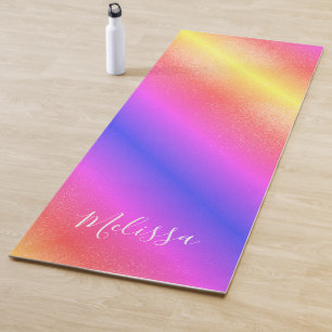 Personalised Pink Purple Glitter Yoga Mat