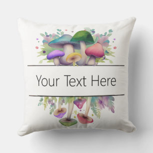 Personalised Pink & Purple Mushroom Theme Cushion