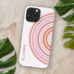 Personalised Pink Purple Orange Midcentury Stripes iPhone 15 Pro Max Case