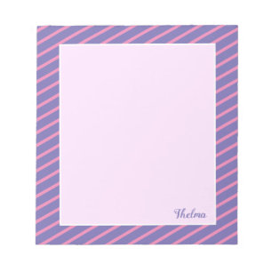 Personalised Pink Purple Stripes Notepad