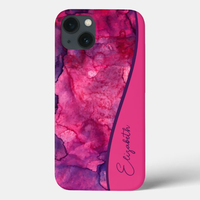 Personalised Pink Purple Watercolor Case-Mate iPhone Case (Back)