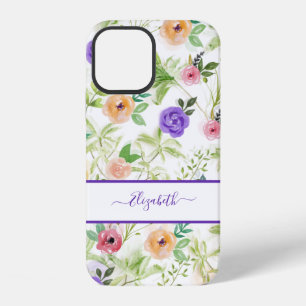 Personalised Pink Purple White Floral iPhone 12 Case