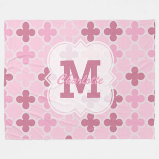 Personalised Pink Quatrefoil Pattern Fleece Blanket