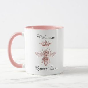 Personalised Pink Queen Bee with Crown Mug