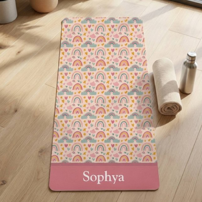 Personalised Pink Rainbow Name Yoga Mat (Creator Uploaded)